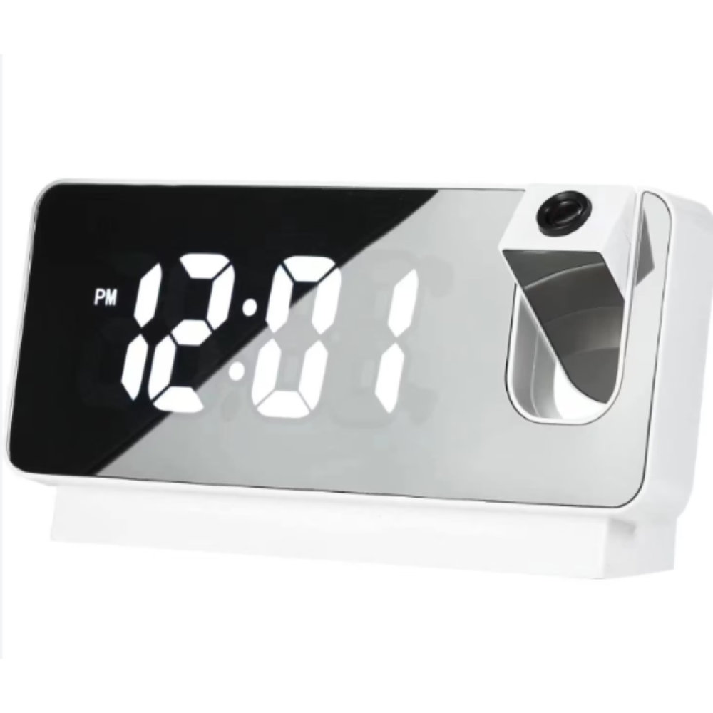 Ρολόι προβολής ώρας LED με επιφάνεια καθρέφτη λευκό S282A