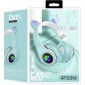 Επαναφορτιζόμενα ασύρματα ακουστικά για παιδιά με LED αυτιά γάτας γαλάζια