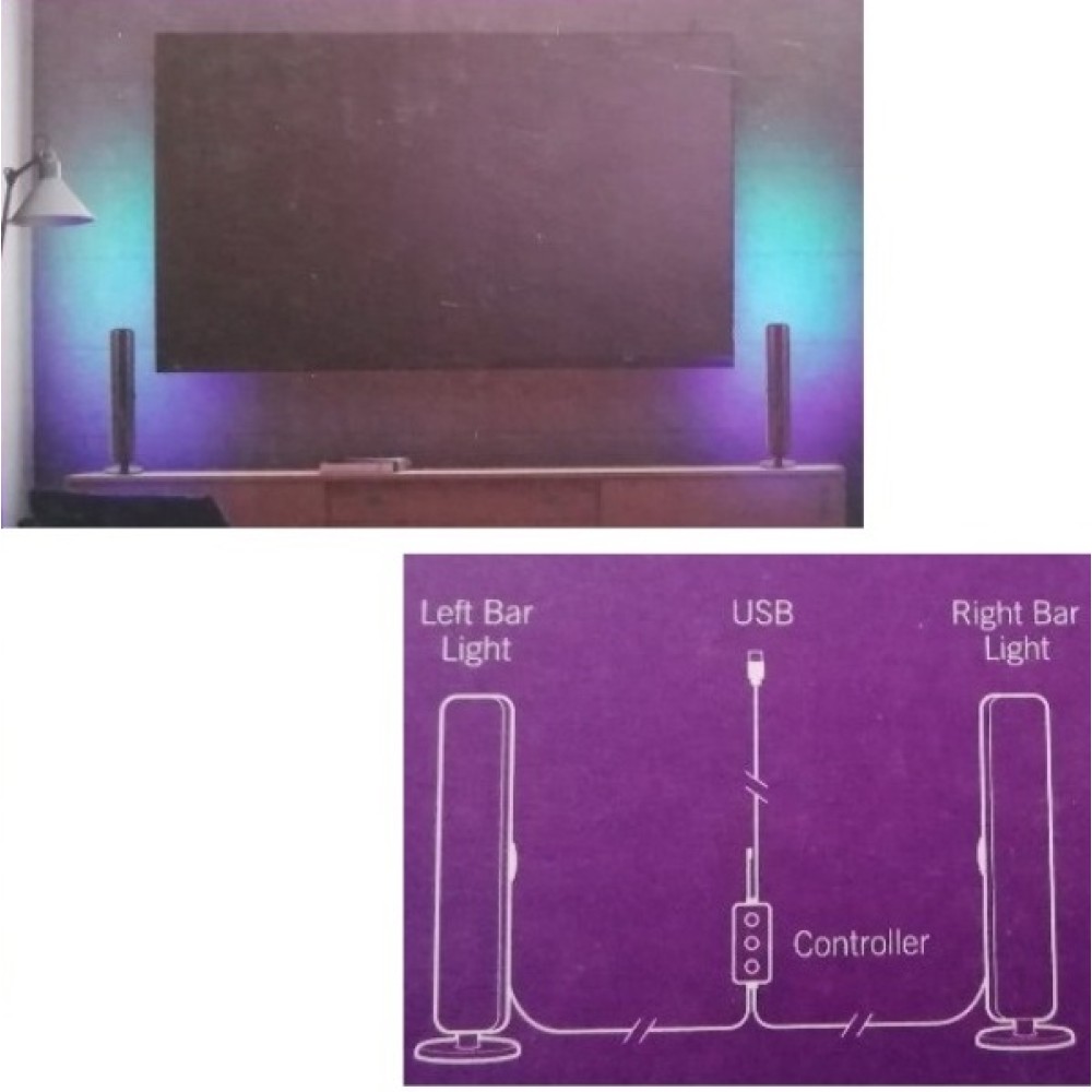 Φώτα περιβάλλοντος RGB συγχρονισμού ήχου με τηλεχειριστήριο USB 2 τεμάχια 10112