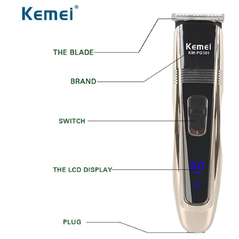 Επαναφορτιζόμενη ηλεκτρική κουρευτική μηχανή μαλλιών KM-PG101 KEMEI