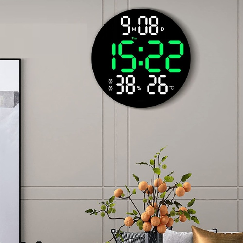 Ψηφιακό ρολόι τοίχου LED με τηλεχειριστήριο μαύρο με πράσινα ψηφία DS3813L