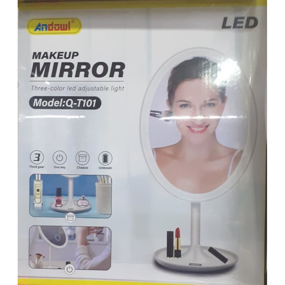 Επαναφορτιζόμενος οβάλ LED καθρέφτης μακιγιάζ λευκός Q-T101 ANDOWL