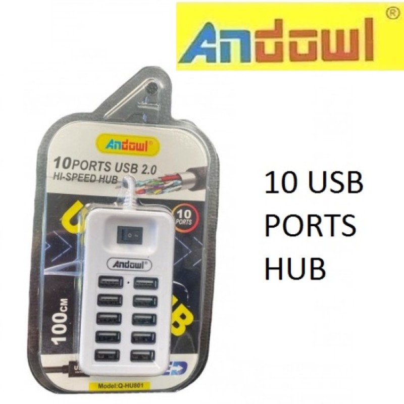 10-port USB 2.0 Hi-speed HUB white Q-HU801 ANDOWL