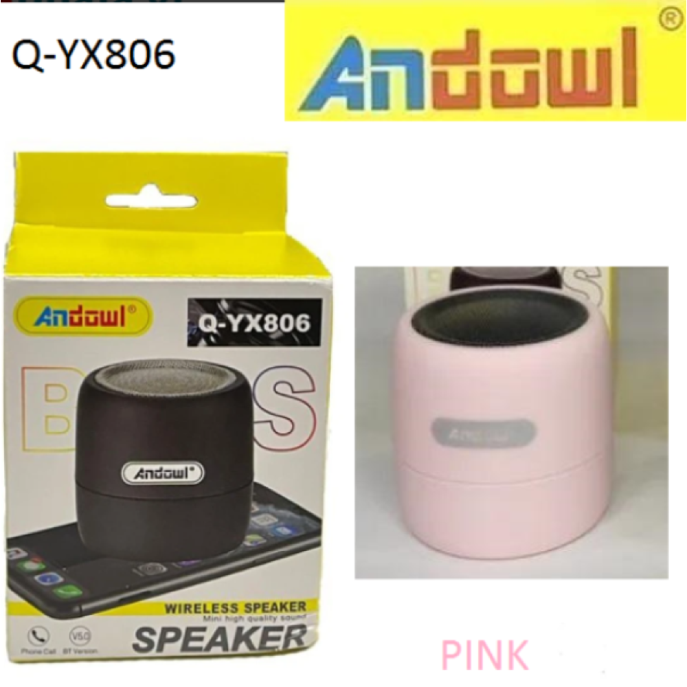 Επαναφορτιζόμενο, ασύρματο μίνι ηχείο ροζ Bluetooth Q-YX806 ANDOWL