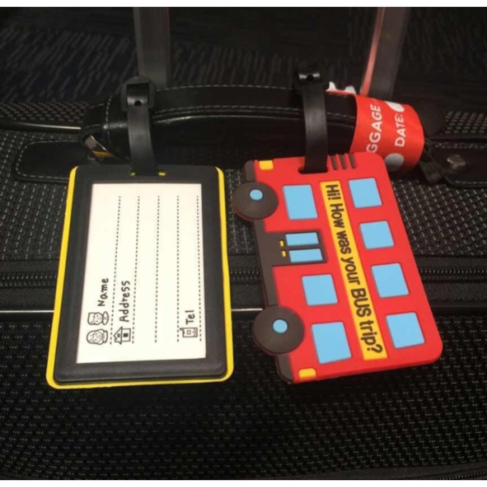 Χαριτωμένες ετικέτες σιλικόνης αναγνώρισης αποσκευών "Αγγλικό λεωφορείο"