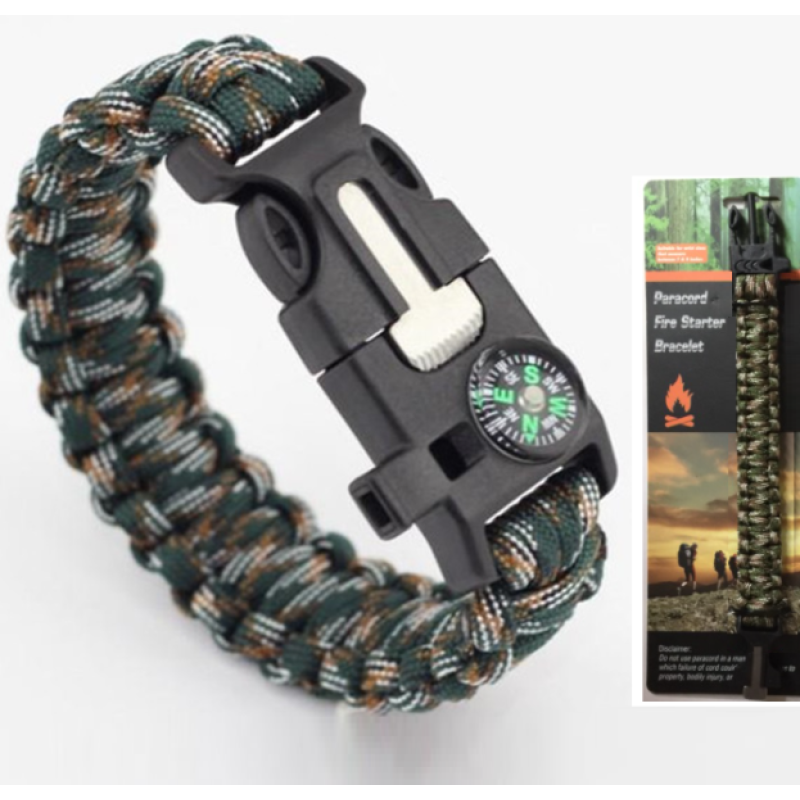 Paracord βραχιόλι επιβίωσης χακί καμουφλάζ OEM