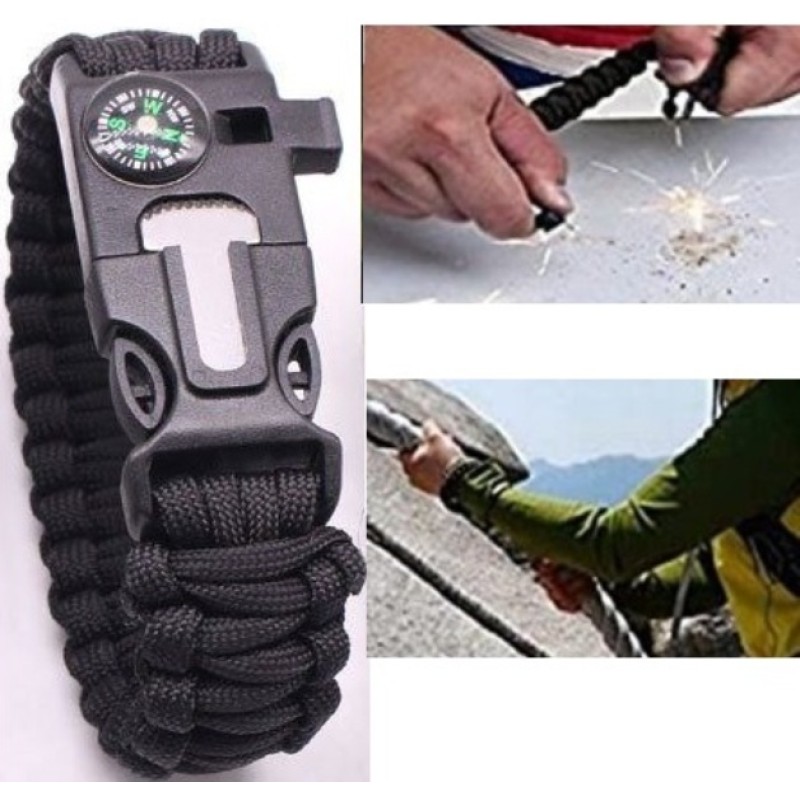 Paracord βραχιόλι επιβίωσης μαύρο OEM