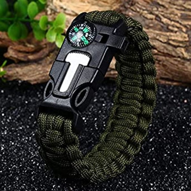 Paracord βραχιόλι επιβίωσης χακί στρατού OEM