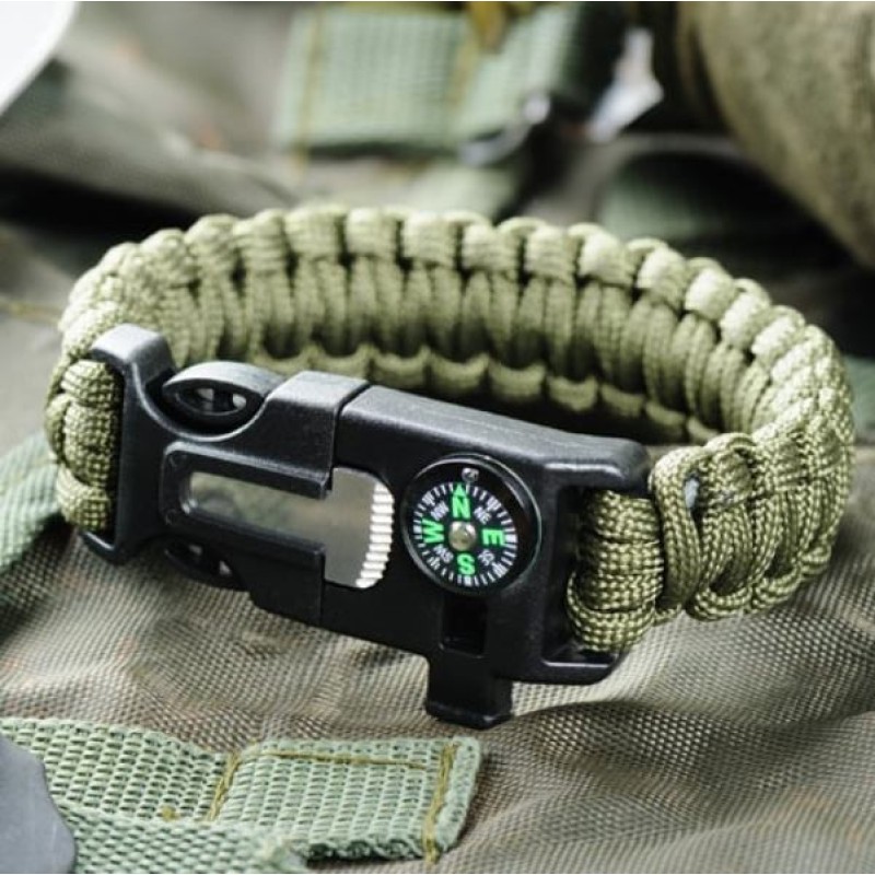 Paracord βραχιόλι επιβίωσης χακί ανοιχτό OEM