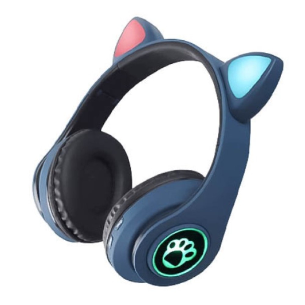 Μπλε ασύρματα ακουστικά αυτιά γάτας Bluetooth με LED εναλλασσόμενο φωτισμό CXT-B39M