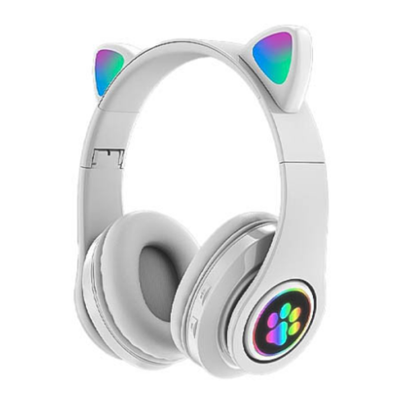 Λευκά ασύρματα ακουστικά αυτιά γάτας Bluetooth με LED εναλλασσόμενο φωτισμό CXT-B39M