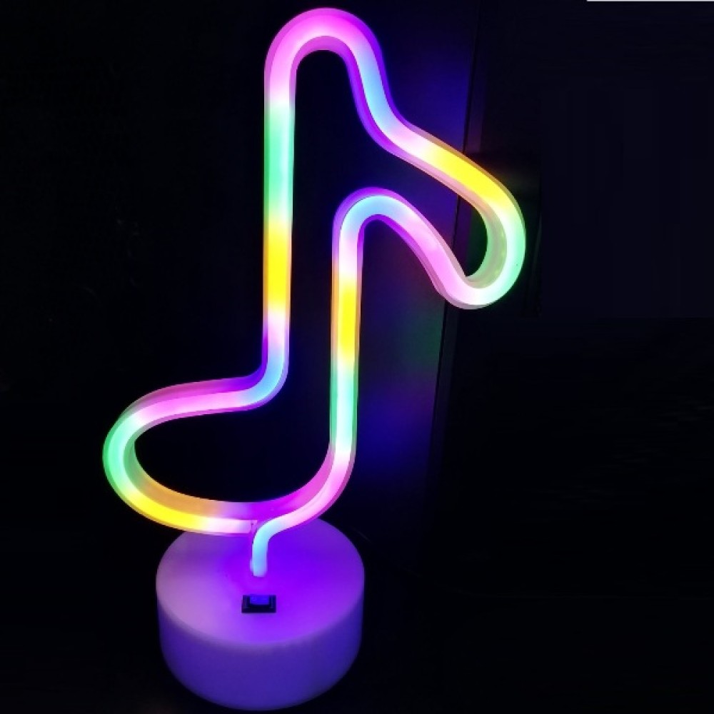 LED επιτραπέζιο φωτιστικό νέον με βάση Μουσική Νότα πολύχρωμη