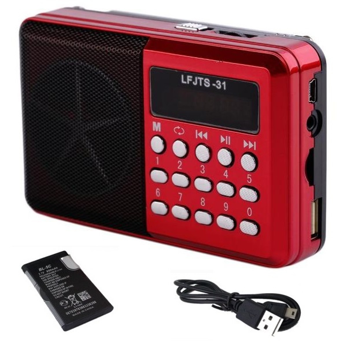 FM Ραδιόφωνο με USB/TF κόκκινο 0304