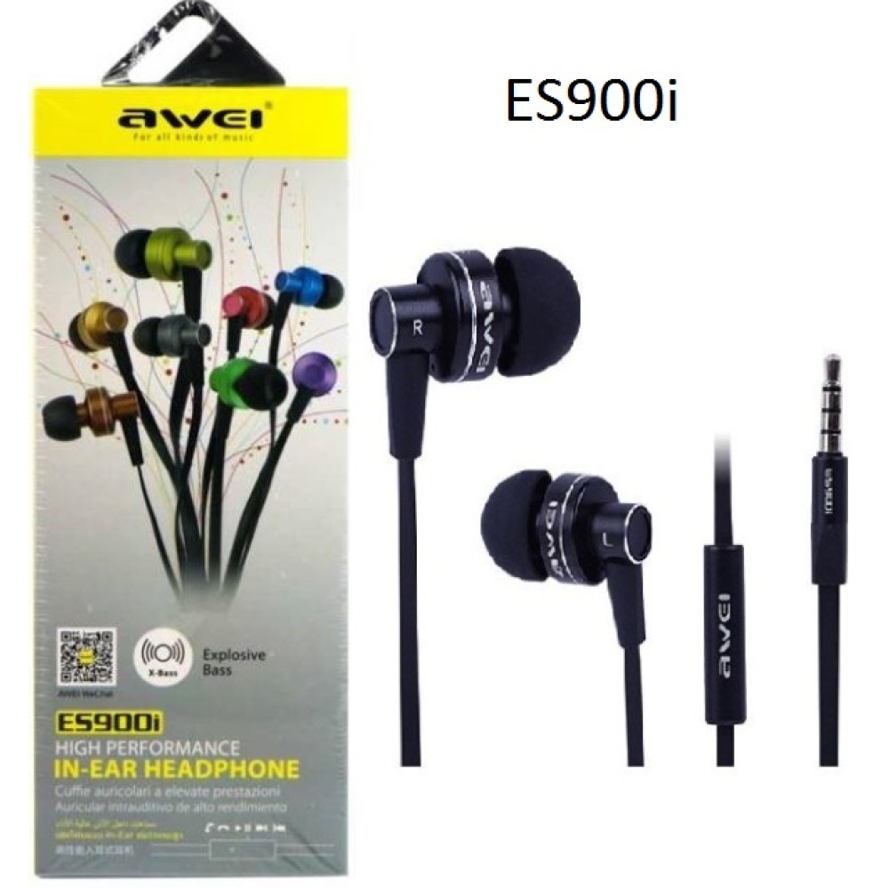 Υψηλής απόδοσης ενσύρματα ακουστικά ES900i AWEI - Μαύρο