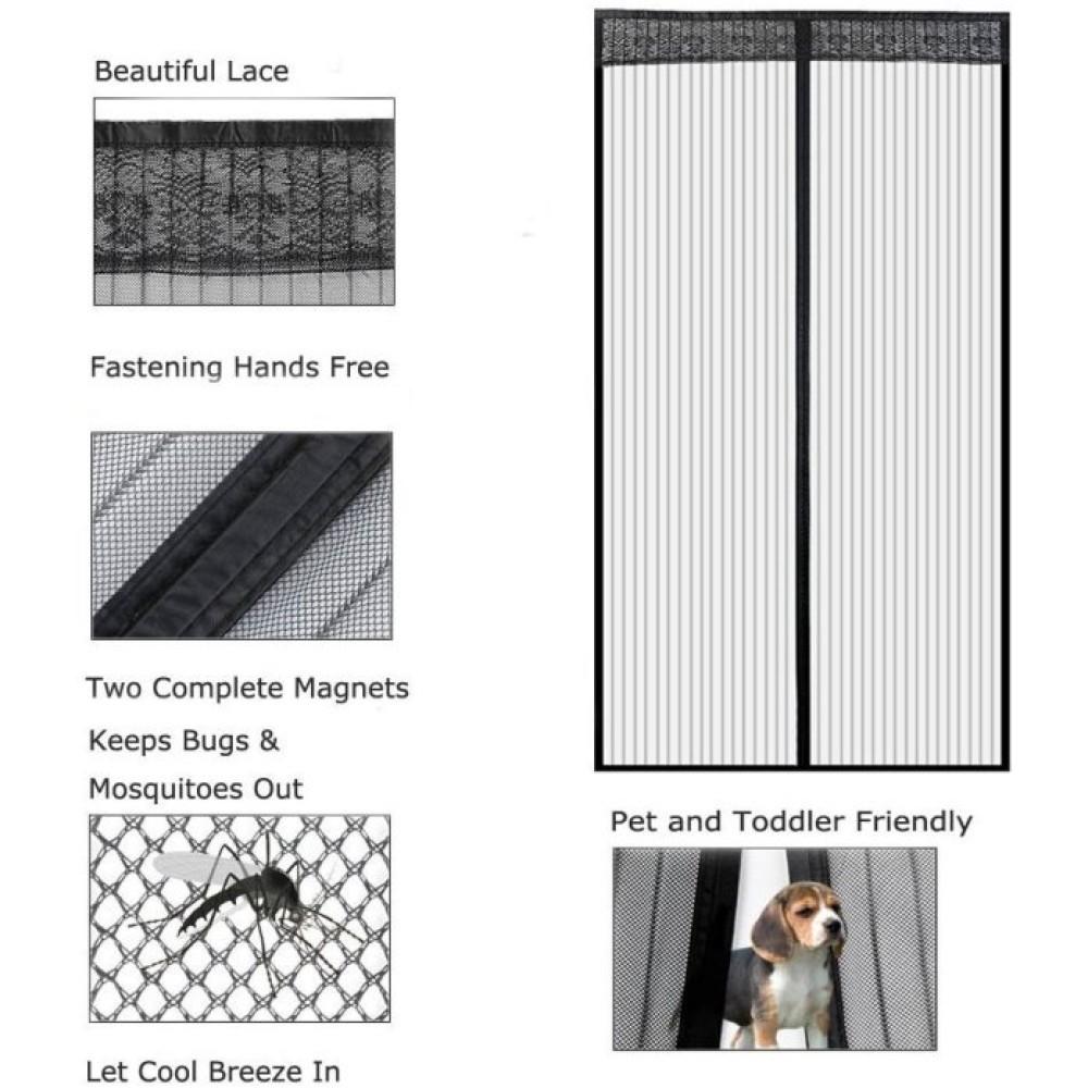Σίτα - κουρτίνα με μεγάλους μαγνήτες 120x230cm μαύρη OEM