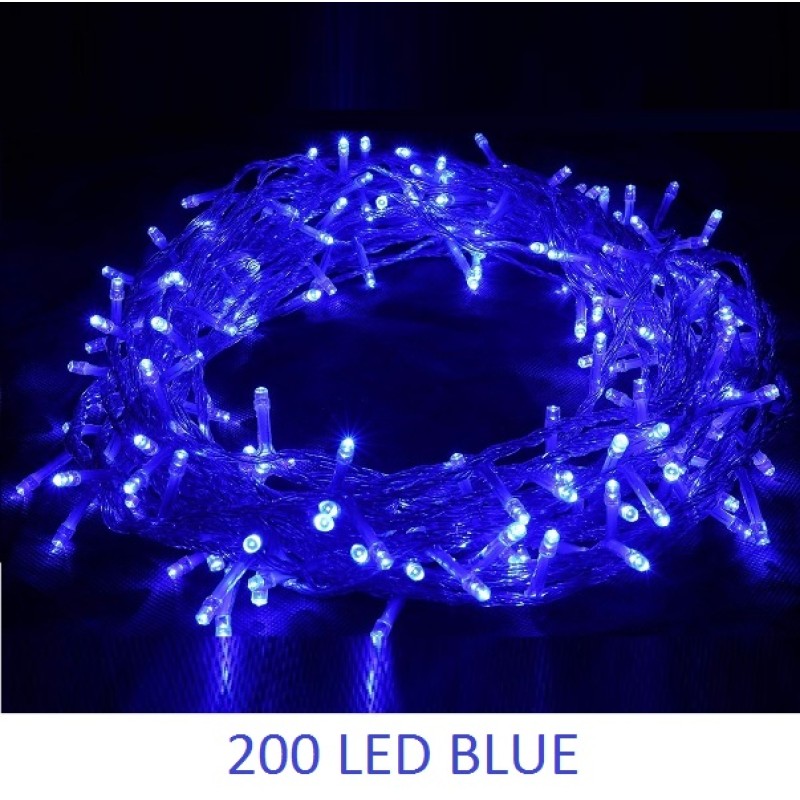 200 Χριστουγεννιάτικα φωτάκια LED σε διάφανο καλώδιο μπλε 17271-34 OEM