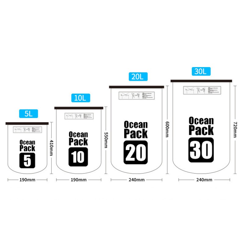Αδιάβροχη τσάντα παραλίας Ocean Pack 10L μαύρη 8128 OEM