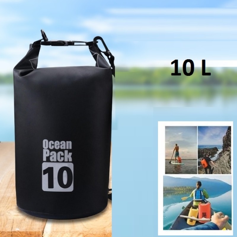 Αδιάβροχη τσάντα παραλίας Ocean Pack 10L μαύρη 8128 OEM