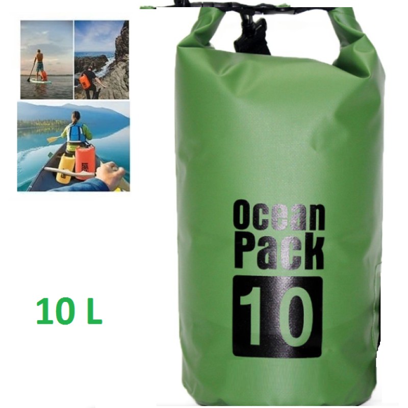 Αδιάβροχη τσάντα παραλίας Ocean Pack 10L λαδί 8128 OEM
