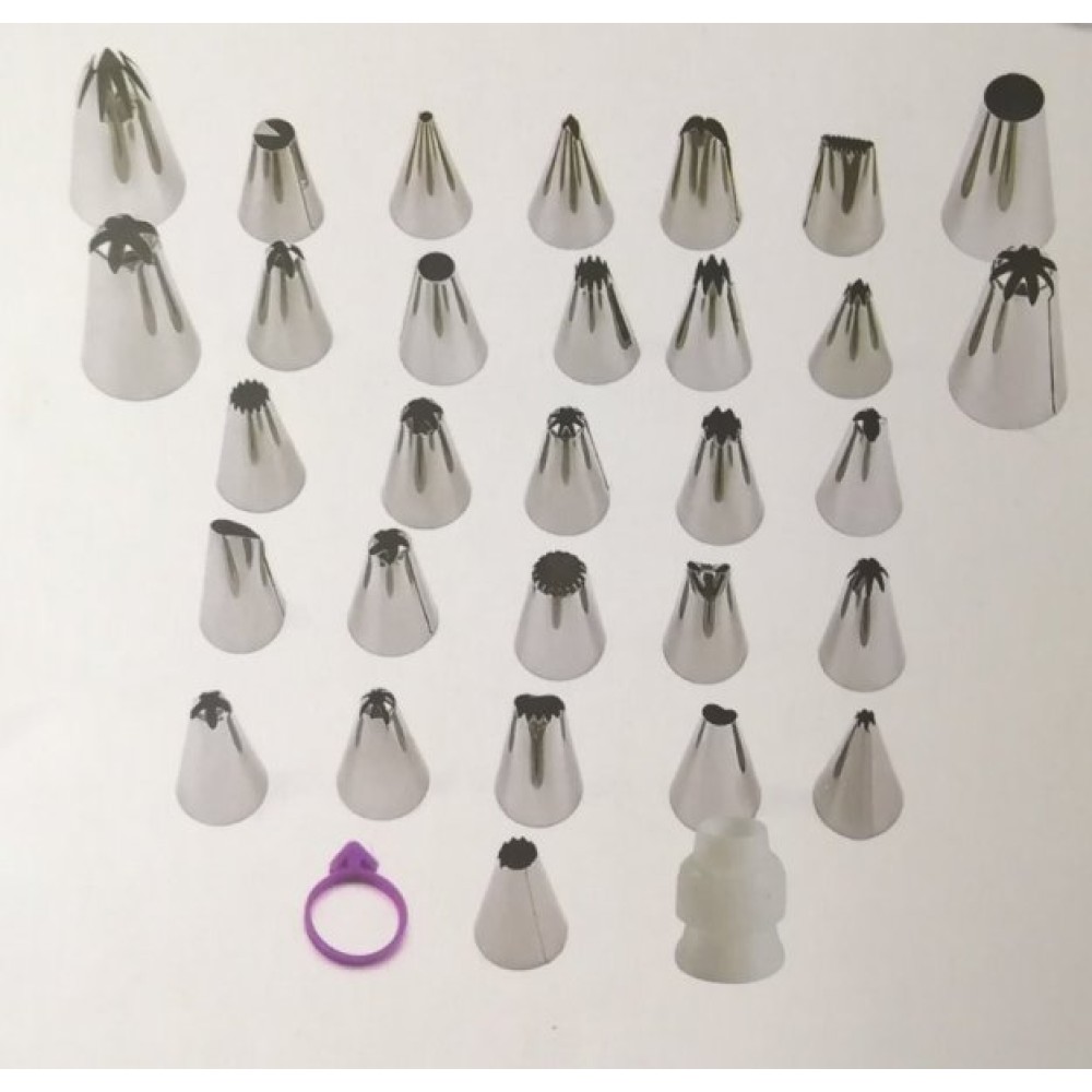 Σετ διακόσμησης τούρτας με κορνέ και σακούλα ζαχαροπλαστικής 36 τεμάχια 57280 YR1824-14 OEM