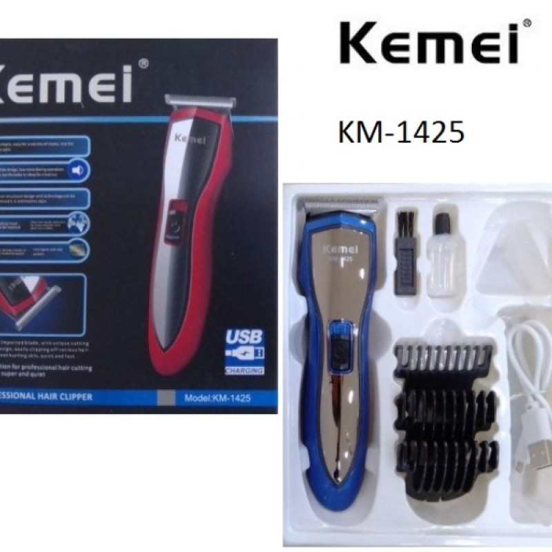Επαναφορτιζόμενη κουρευτική μηχανή USB KM-1425 Kemei 8138