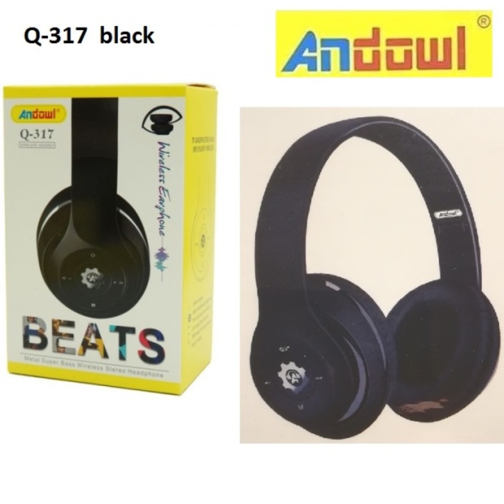 Επαναφορτιζόμενα ασύρματα ακουστικά κεφαλής μαύρα Q-317 ANDOWL