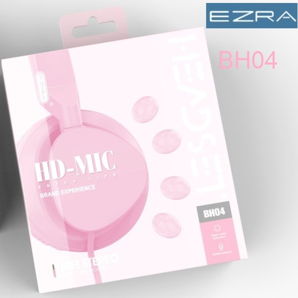 Ενσύρματα ακουστικά κεφαλής 3,5mm ροζ BH04 EZRA