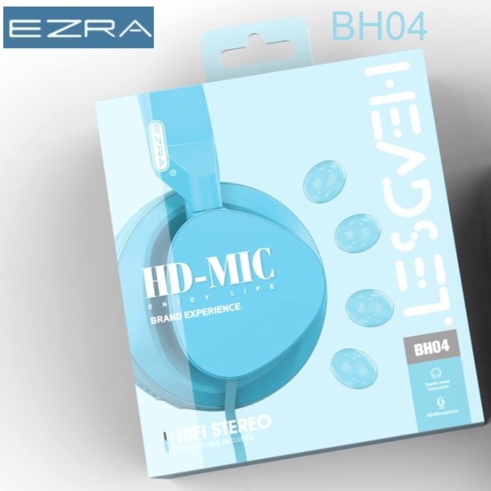 Ενσύρματα ακουστικά κεφαλής 3,5mm θαλασσί BH04 EZRA