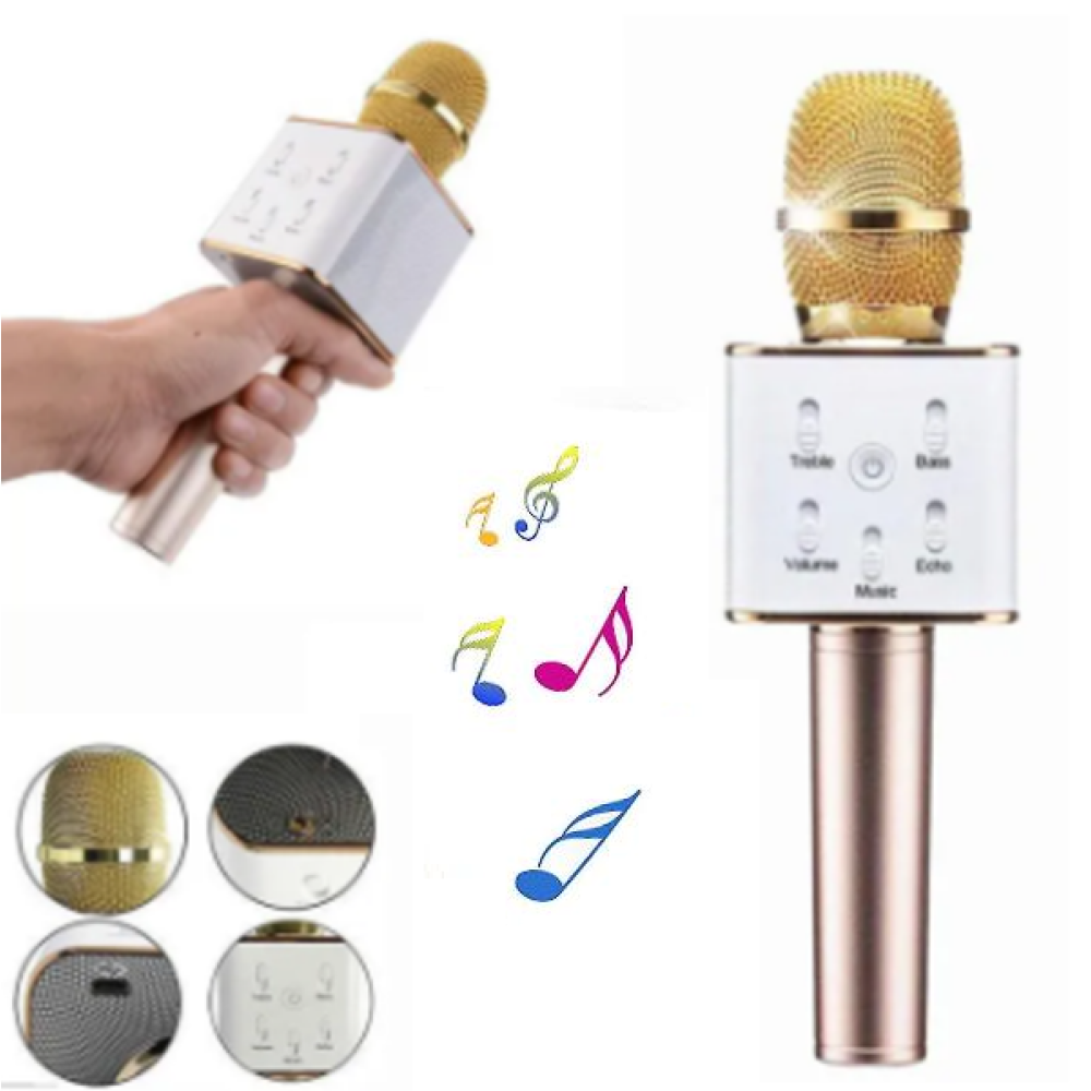Επαναφορτιζόμενο μικρόφωνο καραόκε Bluetooth χρυσό Q7