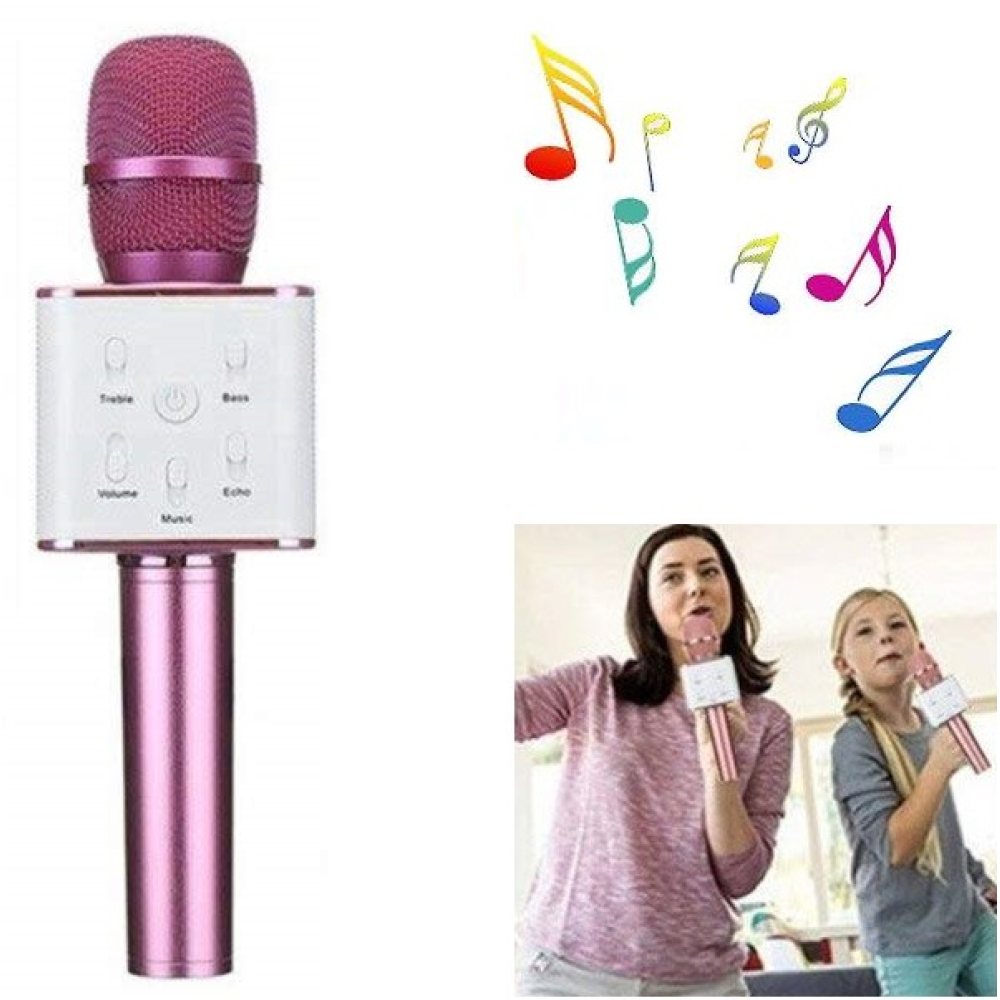 Επαναφορτιζόμενο μικρόφωνο καραόκε Bluetooth ροζ Q7