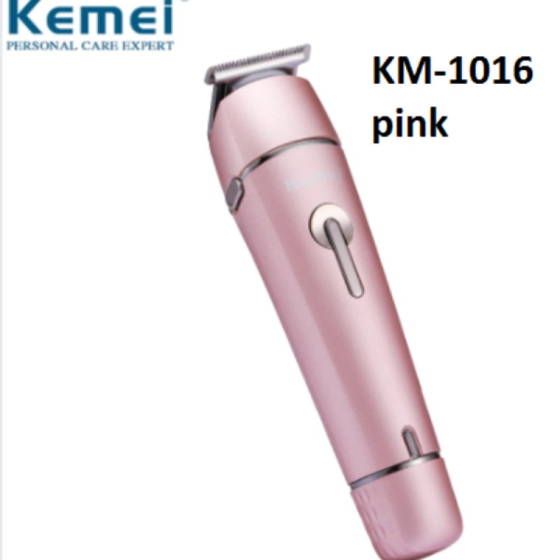 Επαναφορτιζόμενη κουρευτική μηχανή ροζ KM-1016 Kemei