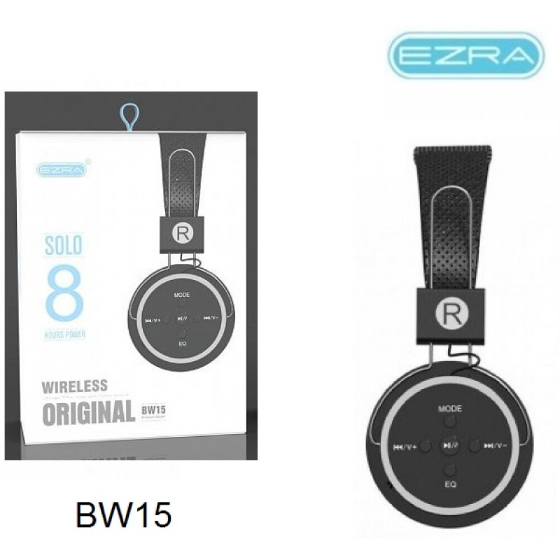 Επαναφορτιζόμενα ακουστικά κεφαλής Bluetooth μαύρα BH15  EZRA