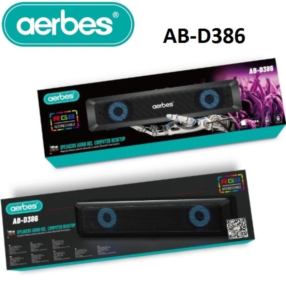 Μπάρα ηχείο υπολογιστή RGB μαύρο AB-D386 Aerbes