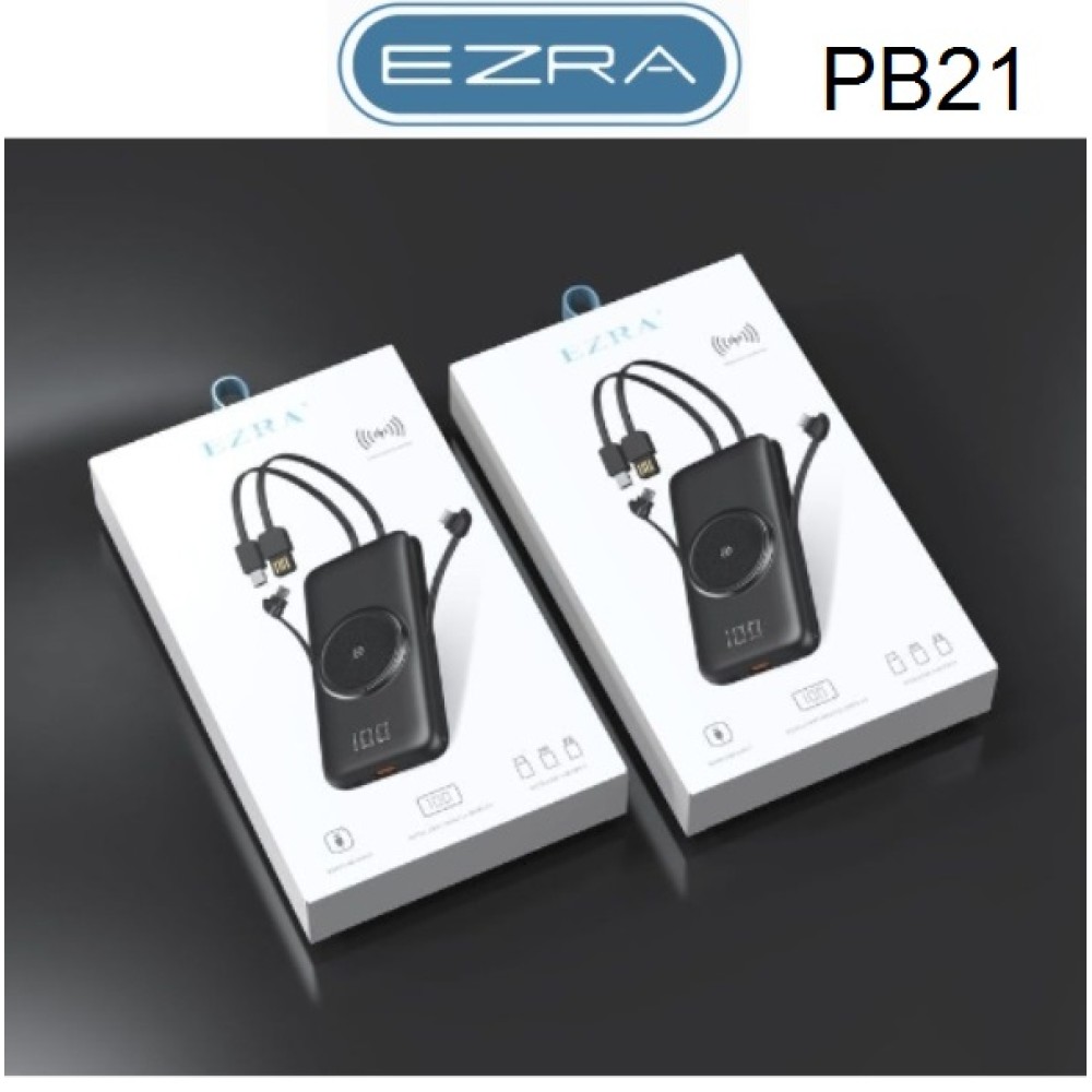 Power Bank ασύρματης και ενσύρματης φόρτισης 10000mAh μαύρο PB21 EZRA EZRA