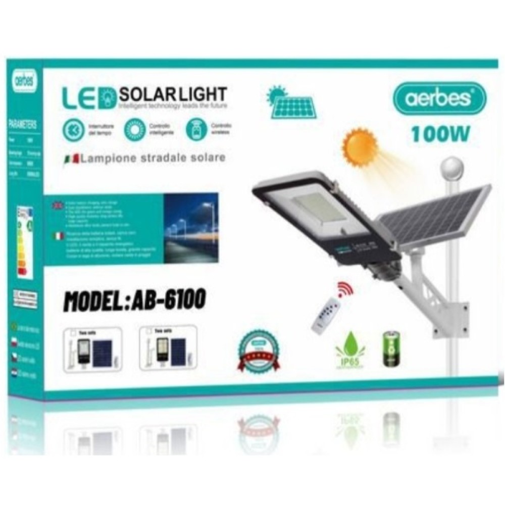Ηλιακό φως δρόμου LED με τηλεχειριστήριο 100W AB-6100 AERBES