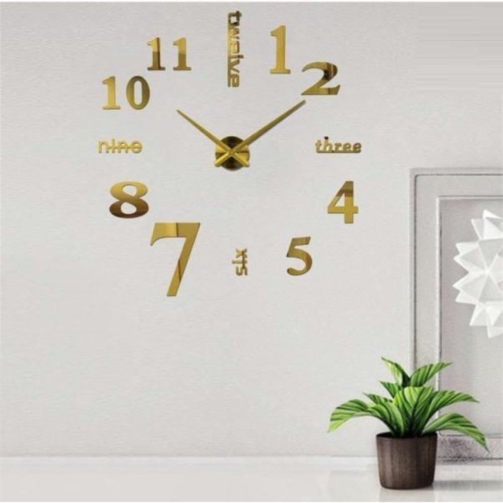 Ρολόι τοίχου με αυτοκόλλητα ψηφία 3D Χρυσό 60x60cm