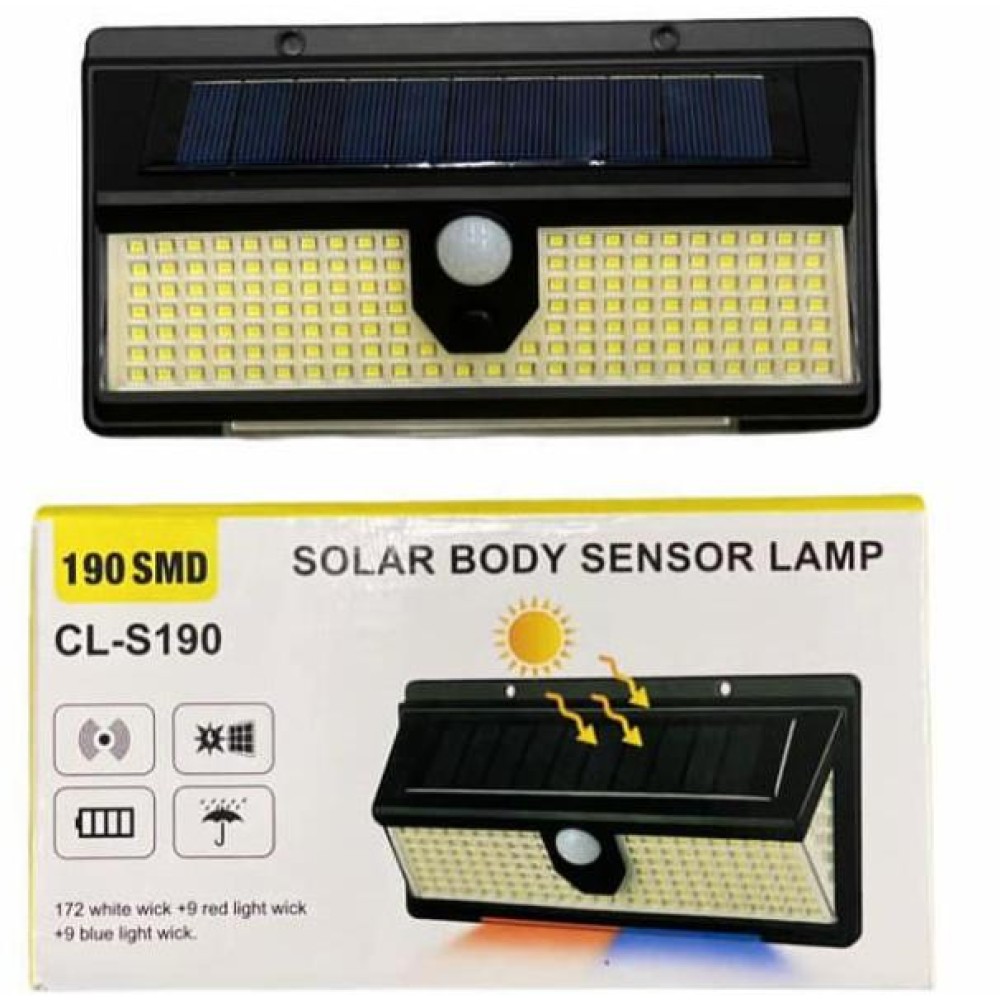 Ηλιακό φωτιστικό με αισθητήρα 190 SMD CL-S190