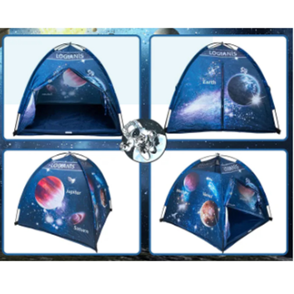 Παιδική σκηνή με θόλο φακό-προτζέκτορα και διαφάνειες Πλανήτες γαλαξία LOGIANIS