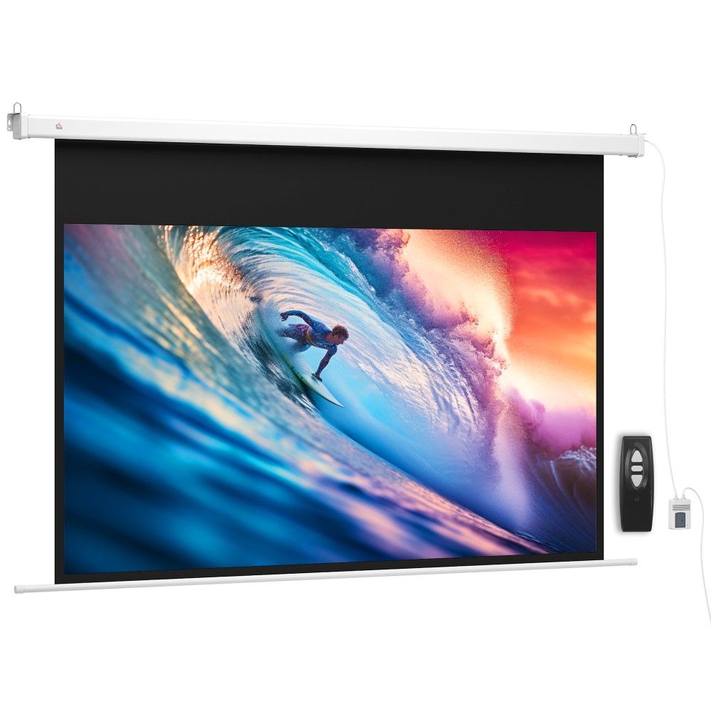 Οθόνη προβολέα 212 x 150 cm 120 ιντσών 16:9 HD 4K ηλεκτρική οθόνη προβολής με τηλεχειριστήριο, λευκό