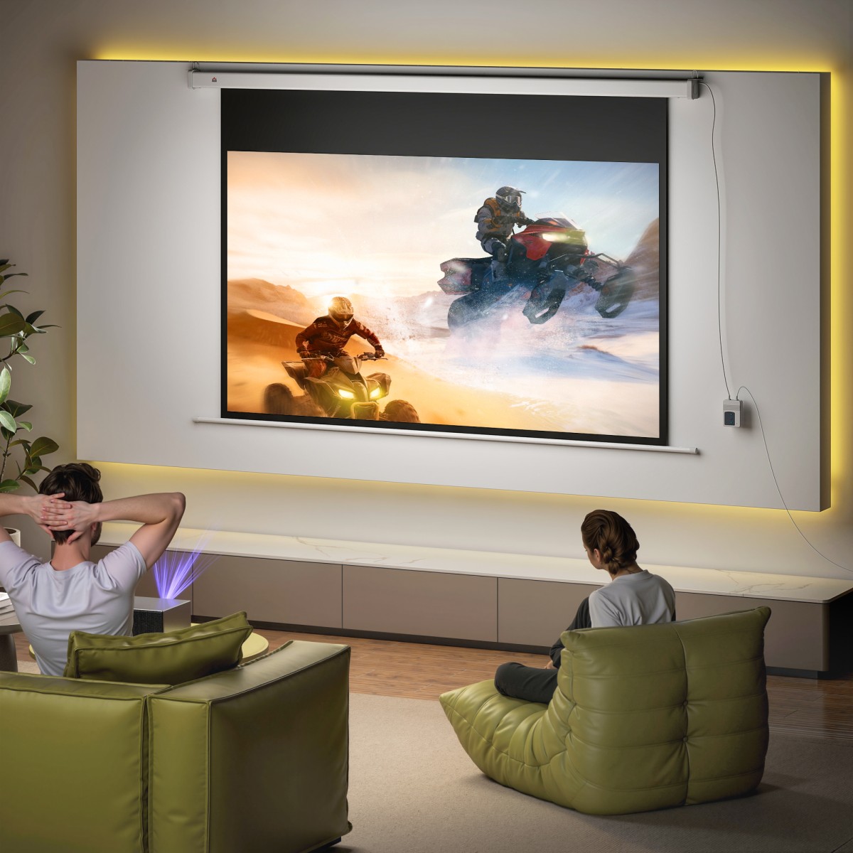 Οθόνη προβολέα 212 x 150 cm 120 ιντσών 16:9 HD 4K ηλεκτρική οθόνη προβολής με τηλεχειριστήριο, λευκό