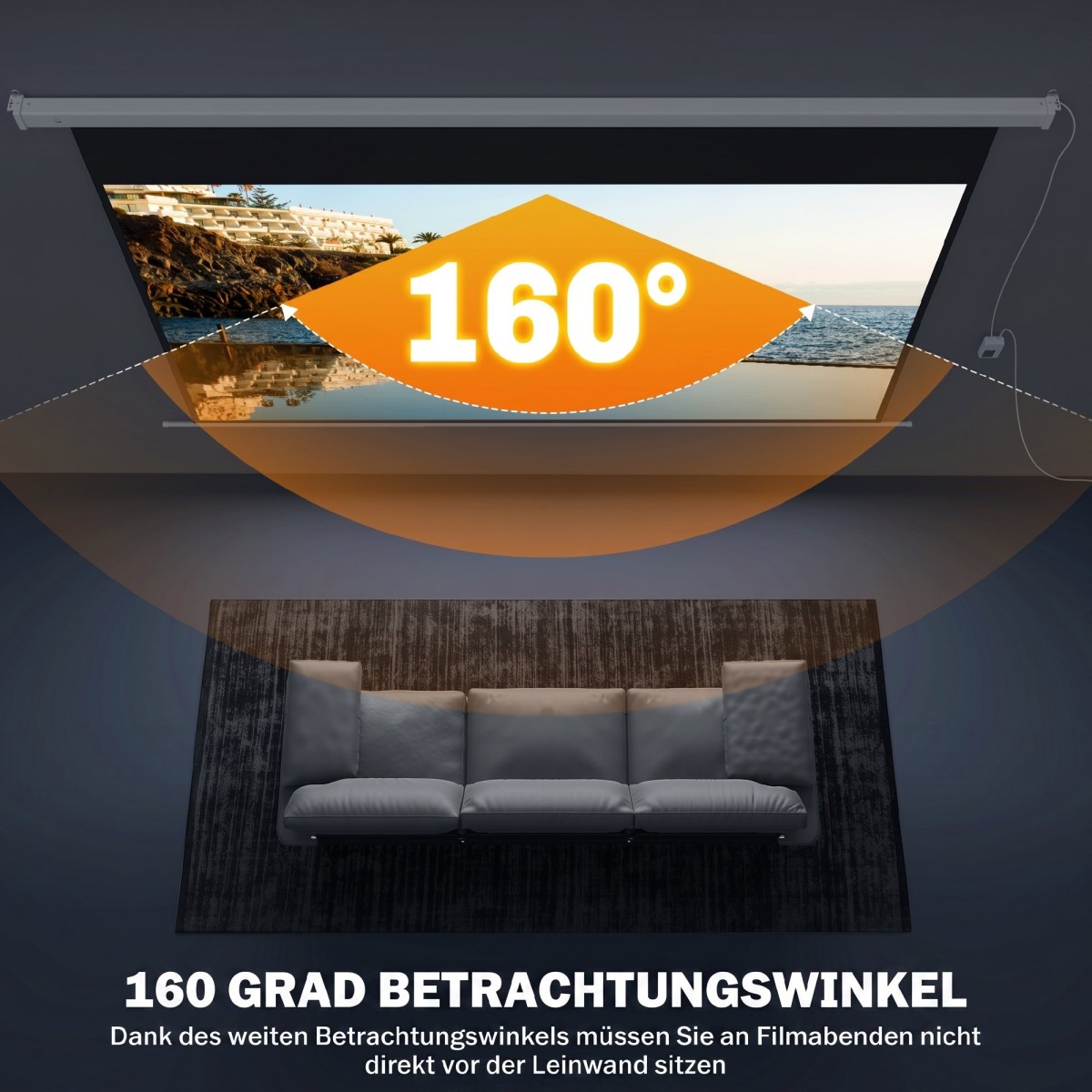 Οθόνη προβολέα 293 x 193 cm 120 ιντσών 16:9 HD 4K ηλεκτρική οθόνη προβολής με τηλεχειριστήριο, λευκό