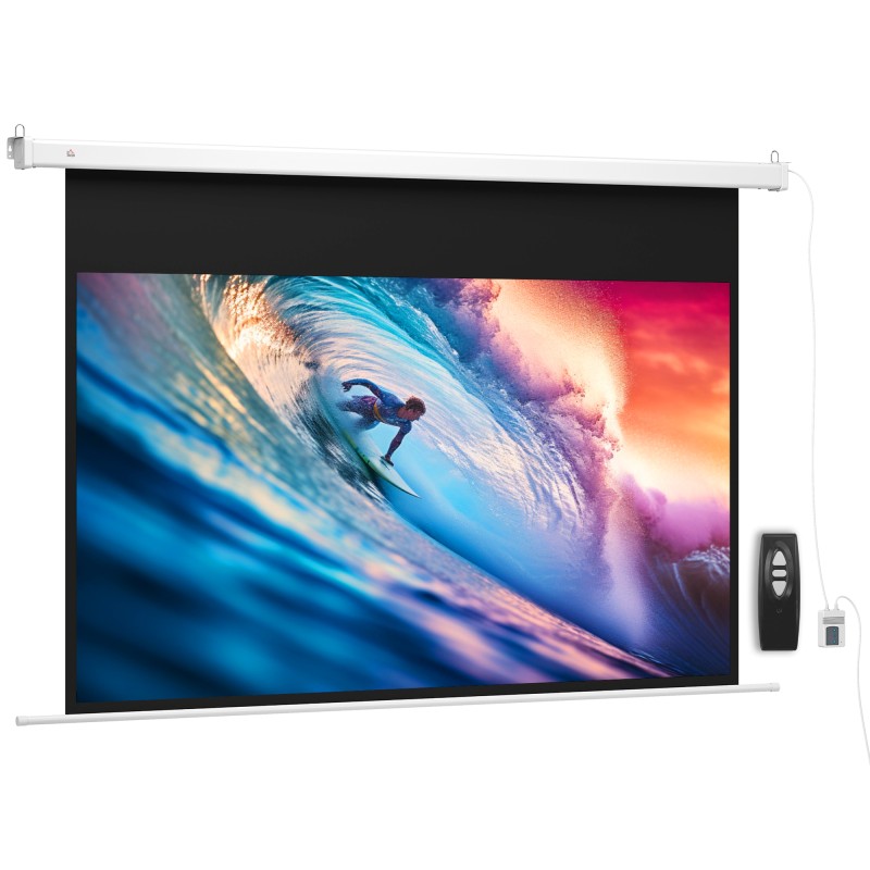 Οθόνη προβολέα 293 x 193 cm 120 ιντσών 16:9 HD 4K ηλεκτρική οθόνη προβολής με τηλεχειριστήριο, λευκό