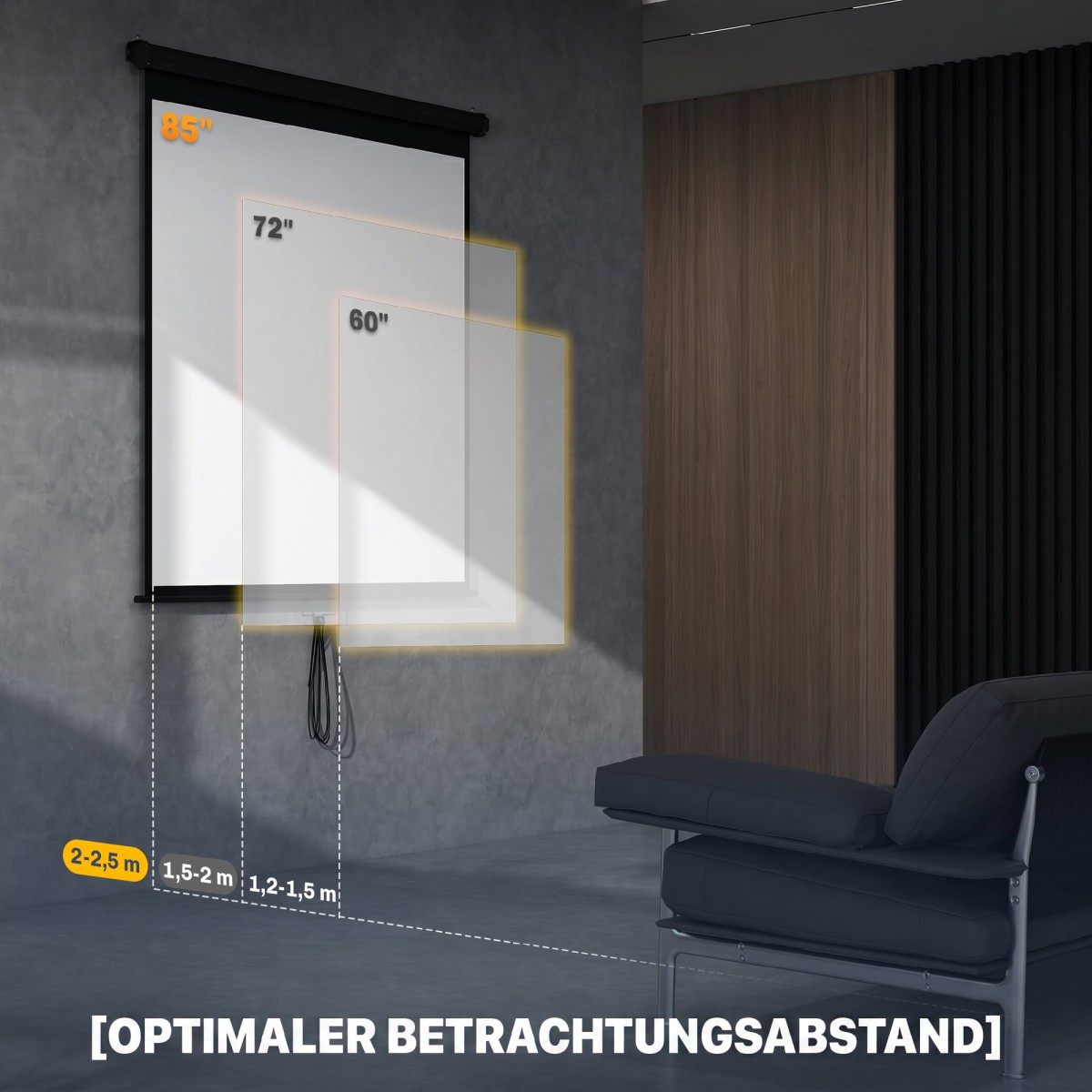 Οθόνη προβολέα 152 x 152 cm 85 ιντσών Οθόνη προβολής 1:1 HD 4K για παρουσιάσεις γραφείου home cinema