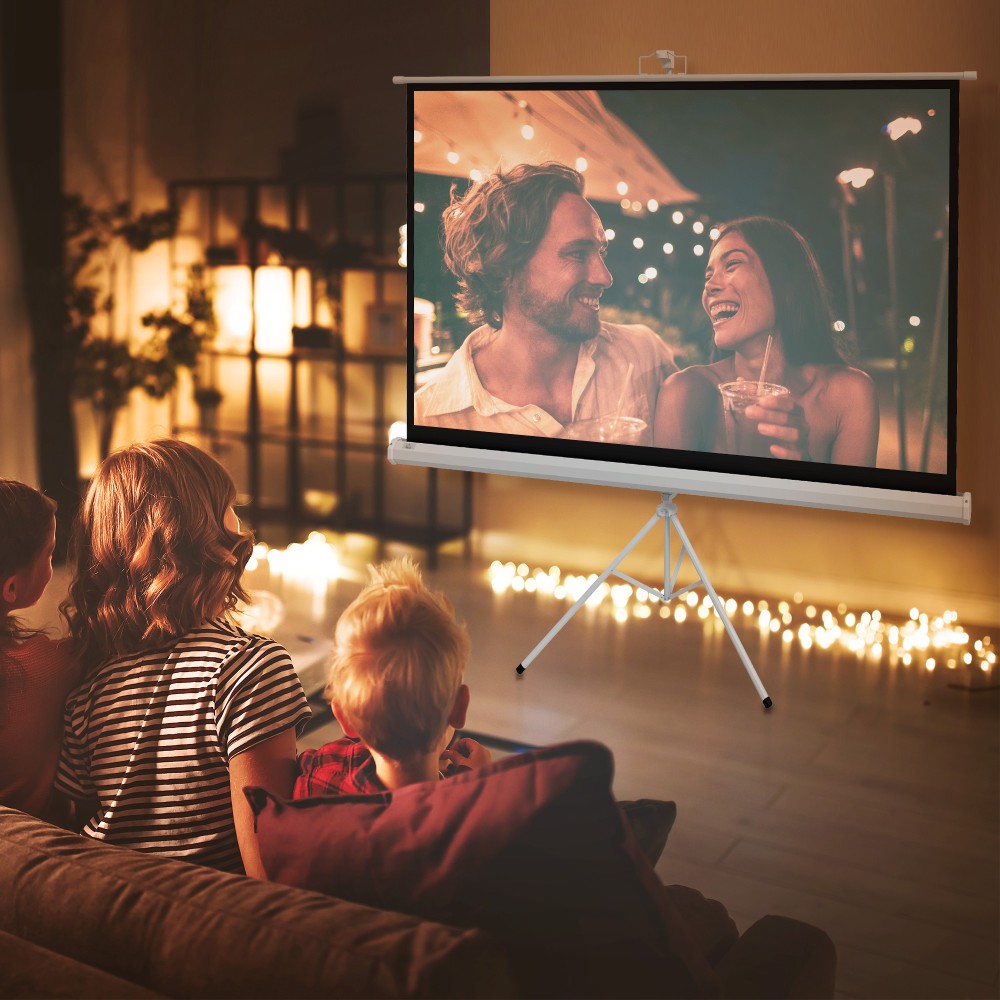 HOMCOM Οθόνη προβολέα με τρίποδο 186 x 105 cm 84 ίντσες 16:9 HD 4K οθόνη ρολό