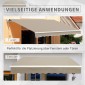 Πτυσσόμενη τέντα μπράτσου, ρυθμιζόμενη τέντα με σφιγκτήρα, τέντα βεράντας, 3,95 x 3 m, αντηλιακή προστασία με μανιβέλα, τέντα μπαλκονιού, μπεζ