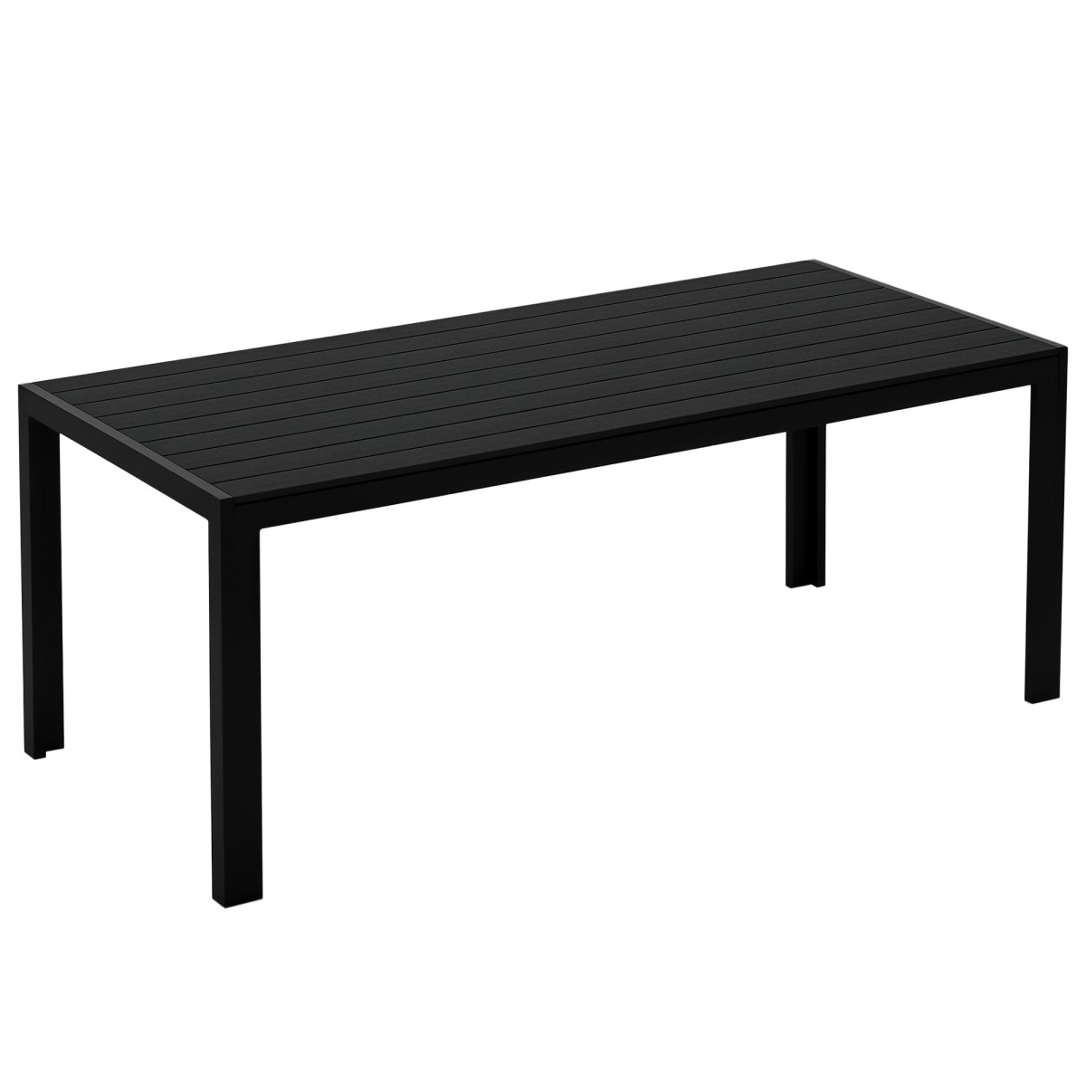 Τραπέζι κήπου πλαστικό 190 x 84,5 x 72 cm Τραπέζι μπαλκονιού UV & ανθεκτικό στις καιρικές συνθήκες με όψη ξύλου, ξύλινη κατασκευή, αντιολισθητικό τραπέζι μπουφέ για 6 άτομα τραπεζαρία εξωτερικού χώρου για κήπο, μπαλκόνι μαύρο