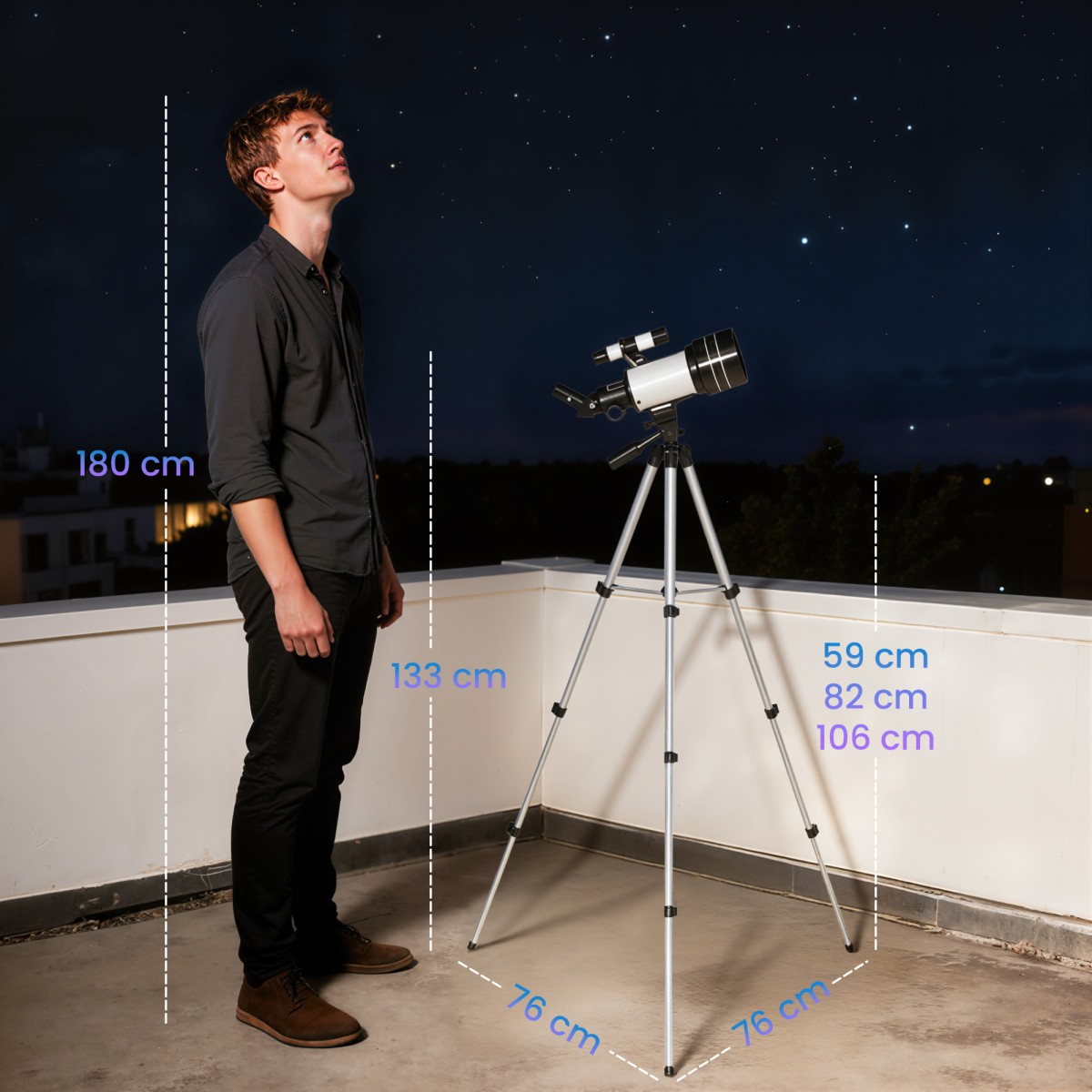 Telescope 70mm Lens 5x24 Telescope Adjustable Tripod Silver