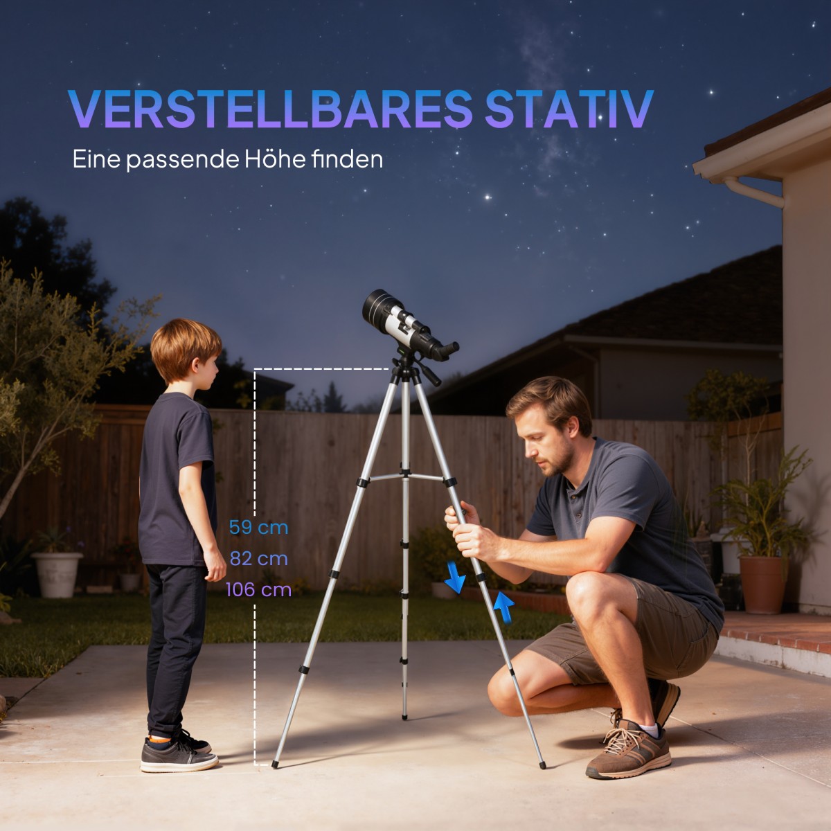 Telescope 70mm Lens 5x24 Telescope Adjustable Tripod Silver