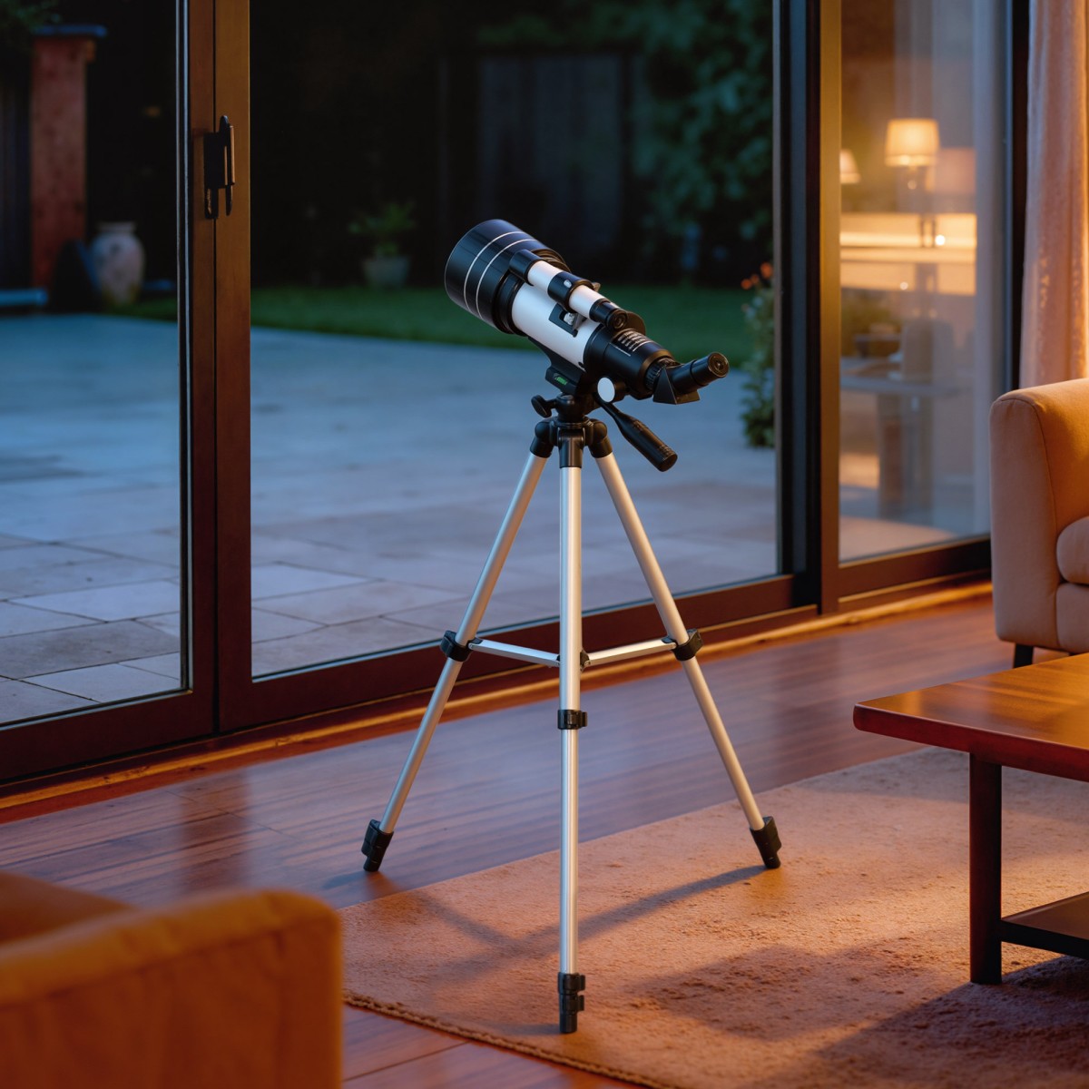 Telescope 70mm Lens 5x24 Telescope Adjustable Tripod Silver