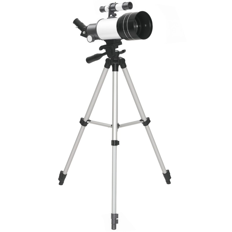 Telescope 70mm Lens 5x24 Telescope Adjustable Tripod Silver